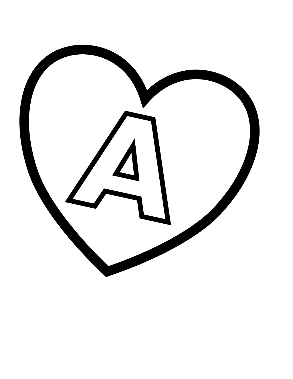 La lettre A dans un coeur