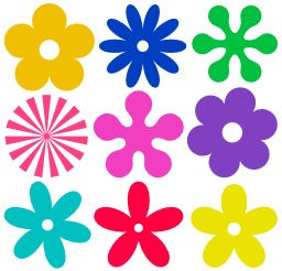 9 fleurs de couleur. Source : http://data.abuledu.org/URI/504901f5-9-fleurs-de-couleur
