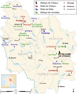 Abbayes cisterciennes de Bourgogne. Source : http://data.abuledu.org/URI/51ccb10f-abbayes-cisterciennes-de-bourgogne