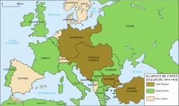 Alliances militaires en Europe 1914-1918. Source : http://data.abuledu.org/URI/51cc0996-alliances-militaires-en-europe-1914-1918