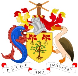 Armoiries de La Barbade. Source : http://data.abuledu.org/URI/5378f85a-armoiries-de-la-barbade