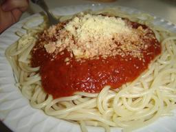 Assiette de spaghetti à la sauce tomate. Source : http://data.abuledu.org/URI/52e53dcd-assiette-de-spaghetti-a-la-sauce-tomate