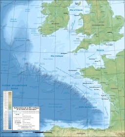 Carte bathymétique du golfe de Gascogne. Source : http://data.abuledu.org/URI/51cca770-carte-bathymetique-du-golfe-de-gascogne
