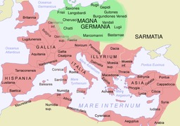 Carte de l'empire romain et de la Germanie. Source : http://data.abuledu.org/URI/50766e41-carte-de-l-empire-romain-et-de-la-germanie
