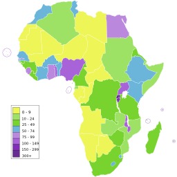 Carte démographique de l'Afrique. Source : http://data.abuledu.org/URI/52d2613a-carte-demographique-de-l-afrique