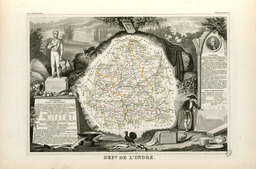 Carte illustrée du département de l'Indre en 1852. Source : http://data.abuledu.org/URI/531f665c-carte-du-departement-de-l-indre-en-1852