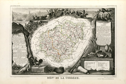 Carte illustrée du département de la Corrèze en 1852. Source : http://data.abuledu.org/URI/531f7bdc-carte-du-departement-de-la-correze-en-1852