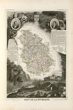Carte illustrée du département de la Haute-Marne en 1852. Source : http://data.abuledu.org/URI/531f9078-carte-du-departement-de-la-haute-marne-en-1852