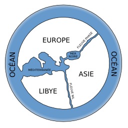 Carte du monde d'Anaximandre. Source : http://data.abuledu.org/URI/51cc0c5a-carte-du-monde-d-anaximandre