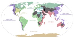 Carte du monde des bassins versants vers l'océan. Source : http://data.abuledu.org/URI/509a7177-carte-du-monde-des-bassins-versants-vers-l-ocean