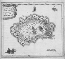 Carte du XVIIe siècle de l'île Bourbon. Source : http://data.abuledu.org/URI/521bea0a-carte-du-xviie-siecle-de-l-ile-bourbon