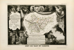 Carte illustrée du département de Tarn-et-Garonne en 1852. Source : http://data.abuledu.org/URI/532077c8-carte-illustree-du-departement-de-tarn-et-garonne-en-1852