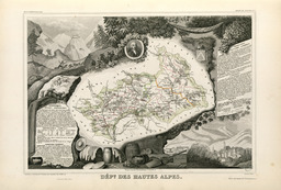 Carte illustrée du département des Hautes-Alpes en 1852. Source : http://data.abuledu.org/URI/53207c37-carte-illustree-du-departement-des-hautes-alpes-en-1852