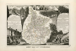 Carte illustrée du département des Hautes-Pyrénées en 1852. Source : http://data.abuledu.org/URI/53207dc4-carte-illustree-du-departement-des-hautes-pyrenees-en-1852