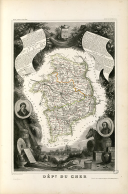 Carte illustrée du département du Cher en 1852. Source : http://data.abuledu.org/URI/532085e8-carte-illustree-du-departement-du-cher-en-1852