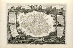 Carte illustrée du département du Gers en 1852. Source : http://data.abuledu.org/URI/532097b7-carte-illustree-du-departement-du-gers-en-1852