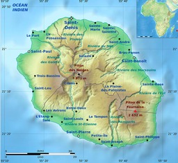 Carte physique du département de La Réunion. Source : http://data.abuledu.org/URI/521a0948-carte-physique-du-departement-de-la-reunion