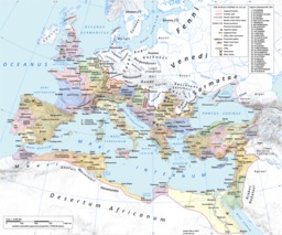 Carte politique de l'empire romain. Source : http://data.abuledu.org/URI/54a2e9e3-carte-politique-de-l-empire-romain