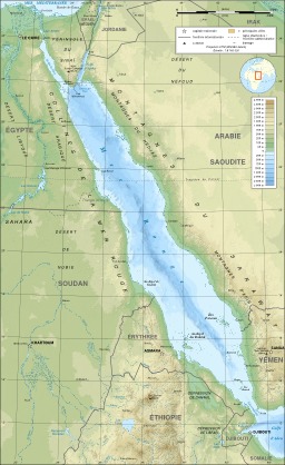Carte topographique de la Mer Rouge. Source : http://data.abuledu.org/URI/541d3c83-carte-topographique-de-la-mer-rouge