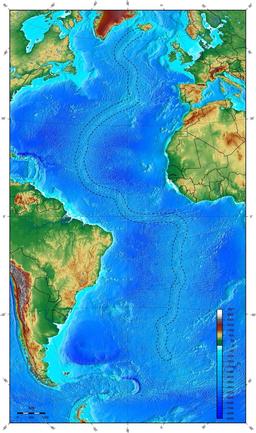 Cartographie de la dorsale médio-atlantique. Source : http://data.abuledu.org/URI/5094f14b-cartographie-de-la-dorsale-medio-atlantique