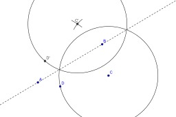 Construction au compas de l'intersection d'une droite et d'un cercle. Source : http://data.abuledu.org/URI/50c50744-construction-au-compas-de-l-intersection-d-une-droite-et-d-un-cercle