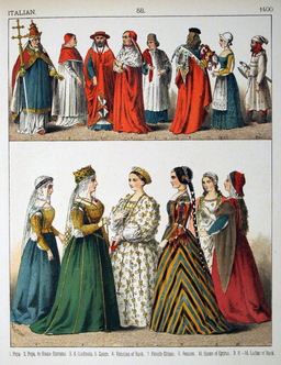 Costumes italiens du quinzième siècle. Source : http://data.abuledu.org/URI/5307a9b1-costumes-italiens-du-quinzieme-siecle