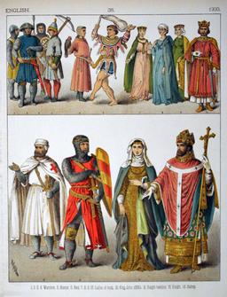 Costumes médiévaux anglais du treizième siècle. Source : http://data.abuledu.org/URI/530740a8-costumes-medievaux-anglais-du-treizieme-siecle