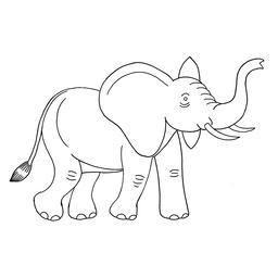 Croquis d'éléphant trompe relevée. Source : http://data.abuledu.org/URI/54007867-croquis-d-elephant-trompe-relevee