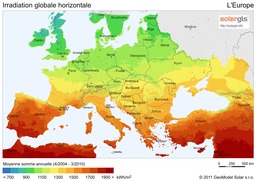 Ensoleillement en Europe. Source : http://data.abuledu.org/URI/50dad509-ensoleillement-en-europe