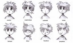 Huit émotions à la mode manga. Source : http://data.abuledu.org/URI/5339b651-huit-emotions-a-la-mode-manga