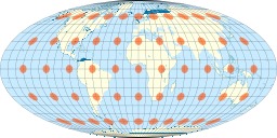 Indicatrices de Tissot sur le planisphère de Mollweide. Source : http://data.abuledu.org/URI/5096b065-indicatrices-de-tissot-sur-le-planisphere-de-mollweide