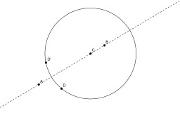 Intersection d'une droite et d'un cercle au compas. Source : http://data.abuledu.org/URI/50c507de-intersection-d-une-droite-et-d-un-cercle-au-compas