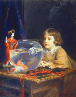 L'enfant au bocal de poisson rouge. Source : http://data.abuledu.org/URI/503d3cba-l-enfant-au-bocal-de-poisson-rouge