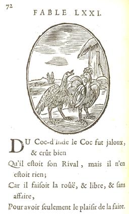 Le coq et le coq d'Inde. Source : http://data.abuledu.org/URI/59164a4e-le-coq-et-le-coq-d-inde