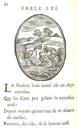 Les coqs et la perdrix. Source : http://data.abuledu.org/URI/59164494-les-coqs-et-la-perdrix
