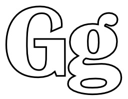Lettres G et g à colorier. Source : http://data.abuledu.org/URI/5331ecd8-lettres-g-et-g-a-colorier