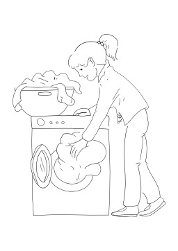 Mettre des habits au lave-linge. Source : http://data.abuledu.org/URI/5026ced6-mettre-des-habits-au-lave-linge