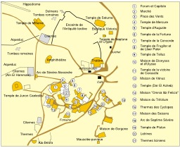 Plan de la cité antique de Dougga en Tunisie. Source : http://data.abuledu.org/URI/54084ec5-plan-de-la-cite-antique-de-dougga-en-tunisie