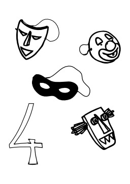 Quatre masques. Source : http://data.abuledu.org/URI/5027867e-quatre-masques