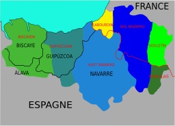 Répartition des dialectes basques. Source : http://data.abuledu.org/URI/51cc9956-repartition-des-dialectes-basques