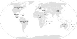 Répartition mondiale des espèces de reptiles. Source : http://data.abuledu.org/URI/50f73011-repartition-mondiale-des-especes-de-reptiles