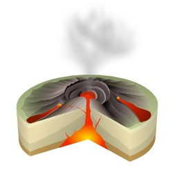 Schéma non légendé d'une éruption volcanique de type hawaïen. Source : http://data.abuledu.org/URI/506c82f1-schema-non-legende-d-une-eruption-volcanique-de-type-hawaien