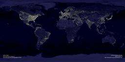 Lumières de nuit émises sur Terre. Source : http://data.abuledu.org/URI/50db1463-terre-lumieres-de-nuit-jpg