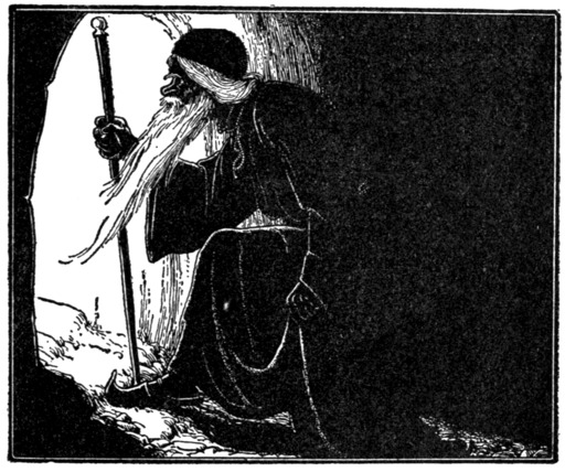 Le Cheikh Abu Al-Ruwaysh sort de sa grotte