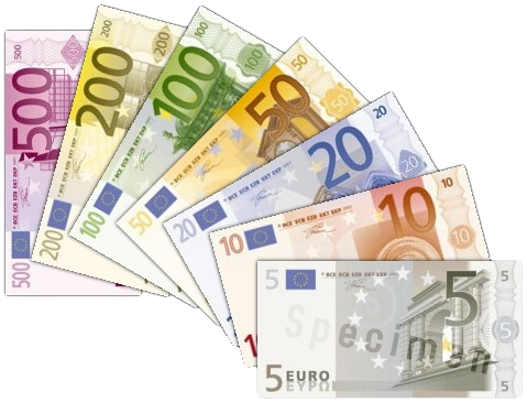 Série des billets de banques de 5 à 500 euros