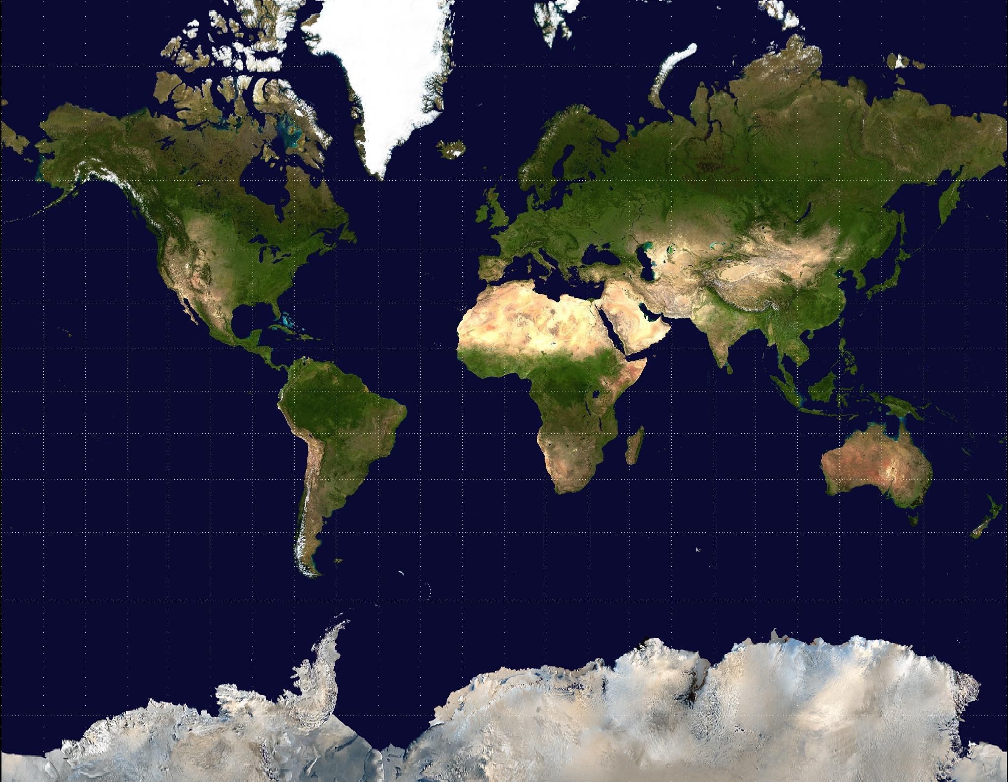 Planisphère du monde selon la Projection de Mercator